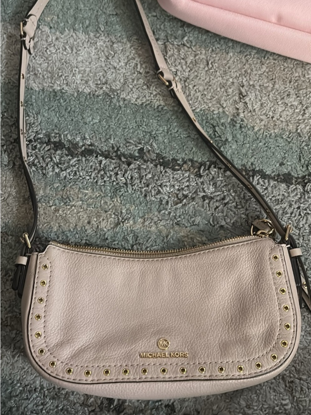 Michael Kors Pink blush Leather Studded Crossbody Bag